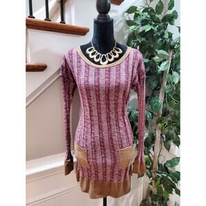 Her She Women Purple Polyester Long Sleeve Round Sleeve Pullover Sweater Size M